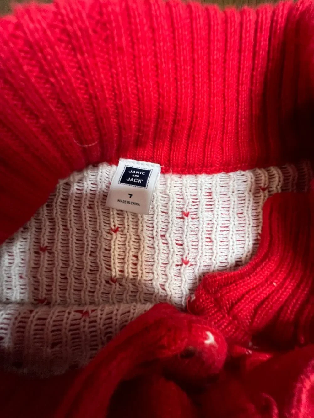 Janie & Jack Girls Red Cotton Reindeer Holiday Knit Poncho Cape Sweater Size 7